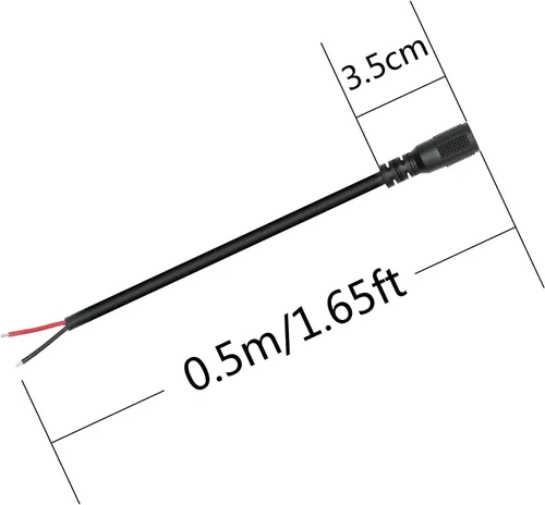 Vista 7 de Cable de alimentación de 12 V CC, 18 AWG 0.5 M/1.65 pies CC 0.217 in x 0.083 in enchufe hembra a cable desnudo cable de alimentación de extremo