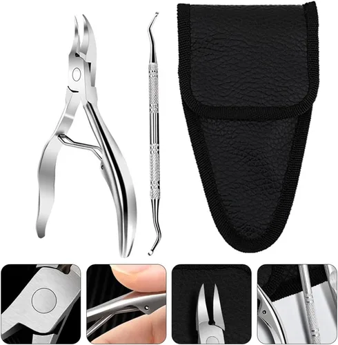 Vista 8 de FOMIYES Cortadora de cutículas con empujador de cutículas, kit de herramientas profesional para quitar cutículas, cortaúñas de acero inoxidable