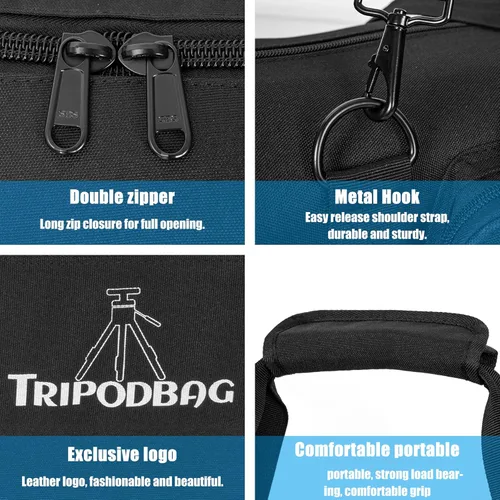 Vista 5 de TORIBIO Bolsa de trípode multifuncional de 33.5 pulgadas, funda de transporte de trípode resistente, funda para soporte de música, micrófono
