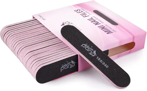 Vista 12 de 10 PIEZAS Limas de Uñas Profesionales PANA de Doble Cara Tamaño Jumbo - Negro, Grano 60/60 - Lima de Uñas Tipo Esmeril Lima Pulidora de Uñas