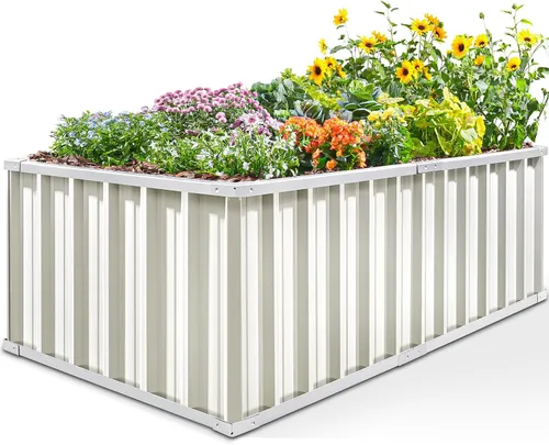 Vista 15 de King Bird - Cama de jardín elevada de 68 x 36 x 12 pulgadas, kit de caja de maceta de metal de acero galvanizado para jardín al aire libre, con 2