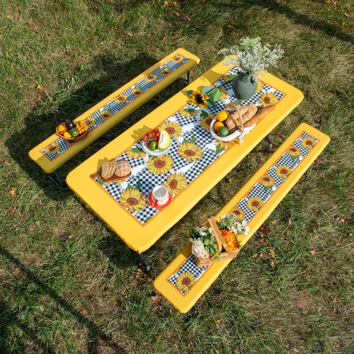 Vista 25 de ARTABLE Funda para mesa de pícnic, para primavera y verano, bordes elásticos, rectangulares ajustables de 6 pies, redondas, impermeables