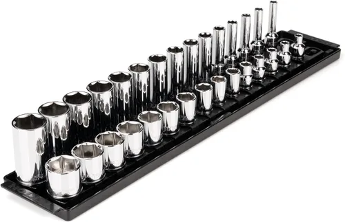 Vista 13 de TEKTON SHD91105 - Juego de llaves de vaso de 6 puntos con riel de 3/8 pulgadas de profundidad, 9 piezas (5/16 - 3/4 pulgadas)