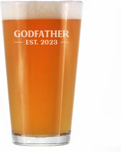 Bevvee Padrino Est 2023 - Nuevo Vaso de Pinta de Padrino para Propuesta de Regalo para Padrinos por Primera Vez - Vasos Audaces de 16 Oz Transparente