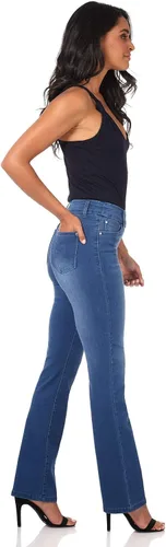 Vista 3 de Rekucci Secret Figure - Jeans de mezclilla de alta calidad con corte de bota para mujer