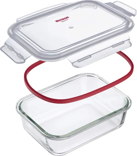 Vista 4 de Westmark Recipiente de vidrio para almacenamiento de alimentos, plástico, silicona, 12.5 fl oz