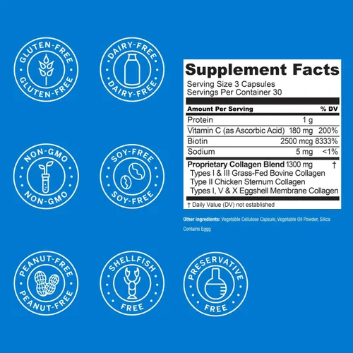 Vista 9 de Live Conscious Beyond Collagen - Cápsulas de colágeno múltiple, tipos I, II, III, V y X, mezcla hidrolizada con biotina y vitamina C para cabello
