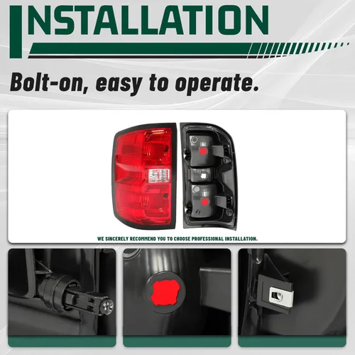 Vista 5 de KUAFU Conjunto de luz trasera compatible con Chevy Chevrolet Silverado 2014-2018 1500 2500 HD 3500 HD GMC Sierra 3500 HD modelo dual lámpara