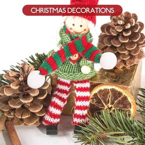 Vista 6 de LUOZZY 6 piezas de mini sombrero de punto de Navidad y bufanda de Navidad mini sombrero para manualidades tema de Navidad DIY para muñeca, botella