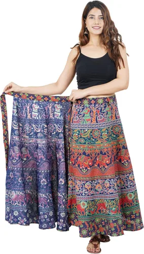 Vista 4 de Gajanad Artistry Falda envolvente de algodón para mujer