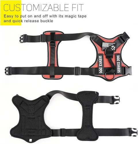 Vista 184 de Demigreat Arnés de perro de servicio, arnés reflectante para perro con 5 parches, arnés Oxford suave ajustable para mascotas, malla de capa