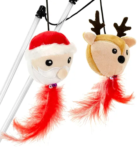 Vista 6 de Giftable World Juguete de peluche navideño para mascotas, divertido para diseños navideños, juguete de juego para gatos
