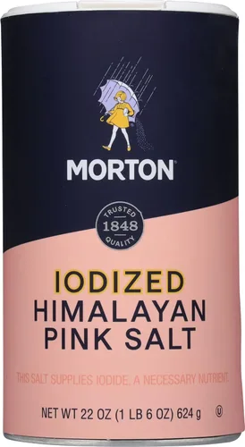 Vista 3 de Morton Sal rosa del Himalaya yodada, 22 onzas (paquete de 2)