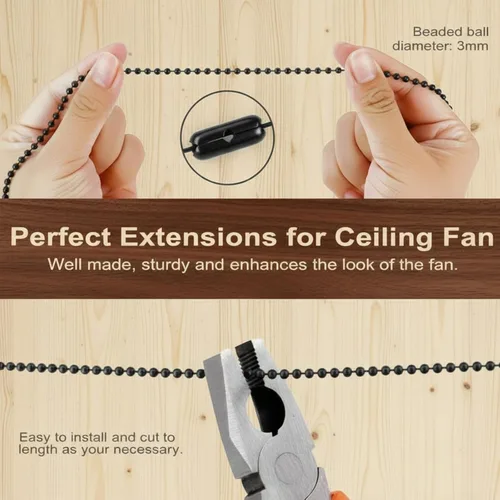 Vista 6 de Patelai 4 Pieces Ceiling Fan Pull Chain Extender Ornament 12 Inch Ceiling Pull Chain Extension Classic Drop Shaped Pendant Beaded Ball Cord for Fan