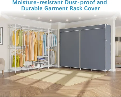 Vista 4 de VIPEK V40C - Perchero de ropa cubierto resistente con cubierta, armario independiente personalizado con estantes ajustables, armario portátil