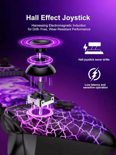 Vista 2 de Anti-Drift & Fast-ConnectWireless Gaming Controller for iPhoneAndroid, Hall Joystick&Trigger Bluetooth Phone Controller, Handheld Game Console