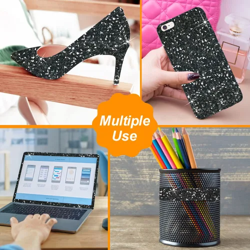 Vista 5 de Tenn Well Cinta autoadhesiva de diamantes de imitación, 3 yardas x 1.181 in, cinta decorativa de diamantes de imitación de resina para espejo