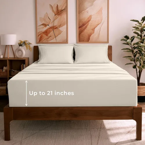 Vista 52 de Mellanni - Juego de sábanas individual de 4 piezas de la colección icónica, (incluyendo 2 fundas de almohada), bolsillo profundo de 16 pulgadas