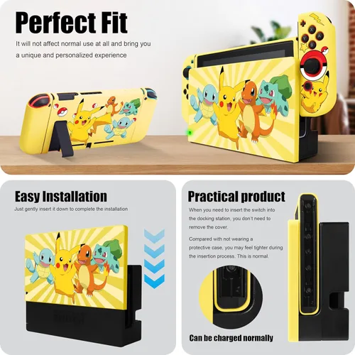 Vista 5 de Xcitifun Carrying Case Compatible with Nintendo Switch, Protector Joy-Con Case & Dock Cover & Travel Bag Case & Keychain 7 in 1 Accessories Kit Set