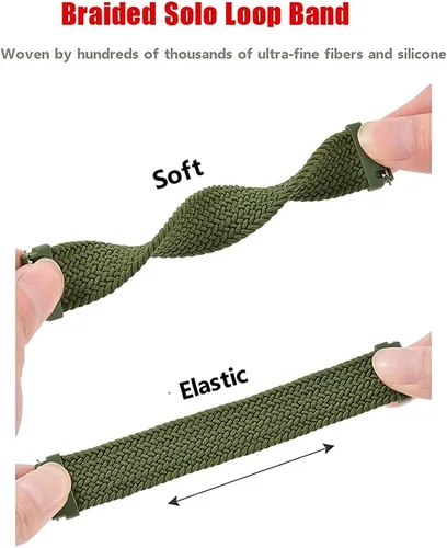 Vista 9 de Correa para Samsung Galaxy Watch 4/5/6 - 20/22mm Correa de Nylon Trenzada Elástica Solo Loop para Galaxy Watch 46mm/Gear S3/3 45mm