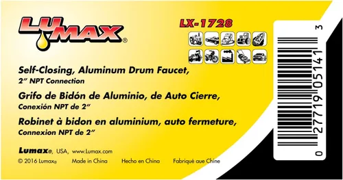 Vista 3 de LUMAX LX-1728 Grifo de barril de cierre automático de 3/4 pulgadas con cabezal de válvula de nailon. para uso con tambores de plástico o acero
