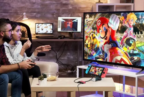 Vista 7 de Base de interruptor para Nintendo Switch OLED, base de TV portátil con puerto HDMI USB 3.0 y carga USB C, base de viaje para Nintendo Switch Steam