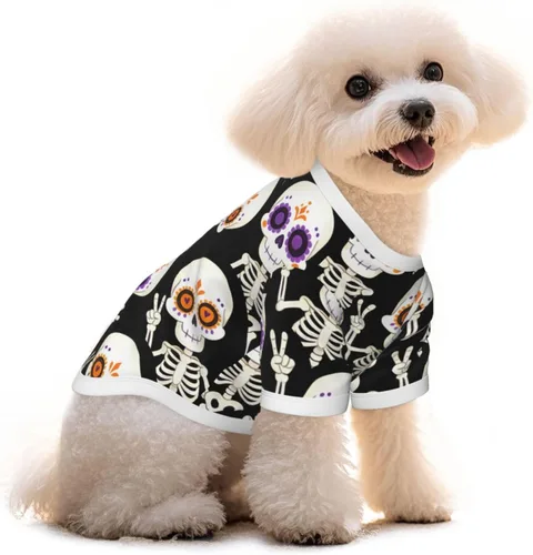 SWEET TANG Camiseta ligera para perro, Halloween, Día de Muertos, calavera gótica, linda y divertida esqueleto, fresca y transpirable, elástica para