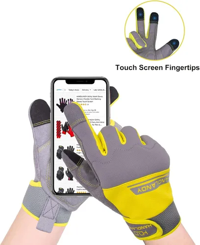 Vista 10 de HANDLANDY HLDD Work Gloves Women, Safety Work Gloves Touchscreen Working Glove for Mechanic, Gardening, Construction, DIY