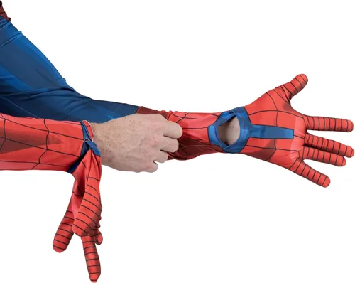 Vista 4 de Marvel Spider-Man - Disfraz oficial de Halloween Zentai para adultos, elastano elástico con cremalleras ocultas y ranuras para la muñeca