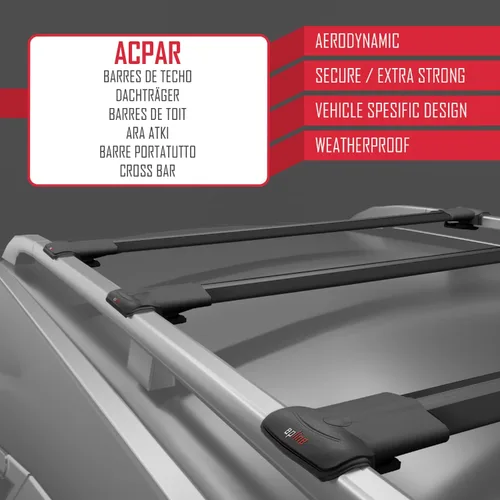Vista 7 de Compatible con Dacia Sandero STEPWAY 2008-2012 Barra transversal modelo Fly Roof Rack Barra transversal 3 barras negro