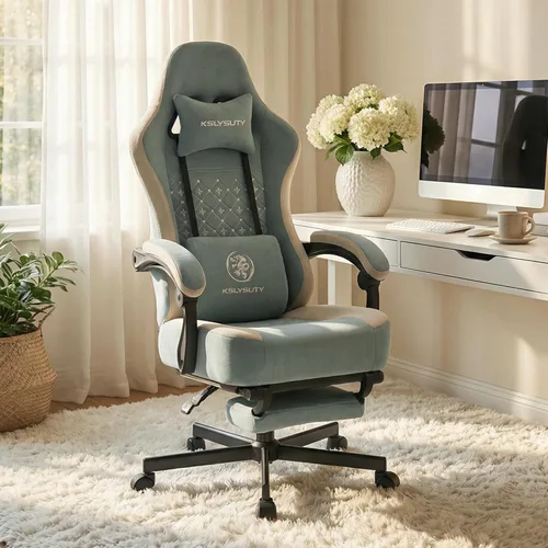 Vista 12 de Silla de oficina para oficina en casa, silla de escritorio ergonómica con cojín de resorte de bolsillo, silla de juegos de cuero transpirable
