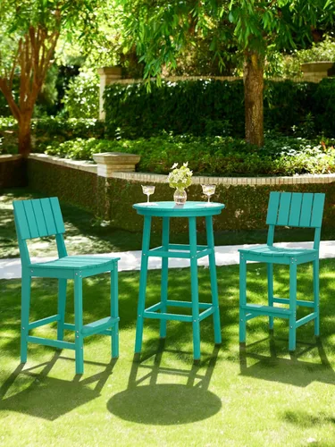 Vista 2 de Mesa redonda de bar para exteriores, mesa de pub superior de 41.5 pulgadas, mesa de bar de alta densidad resistente a la intemperie, mesa de patio