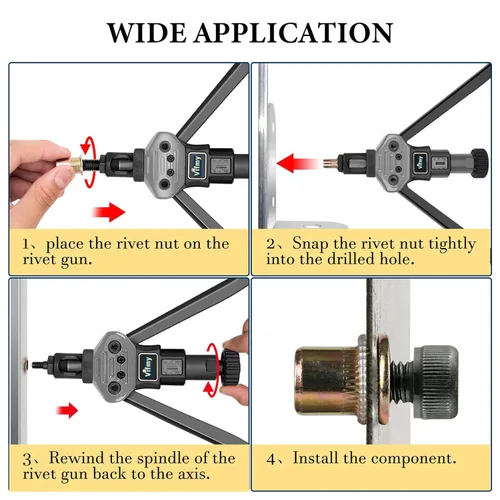 Vista 6 de Kit surtido de tuercas de remache métricas (230 unidades), M3 M4 M5 M6 M8 M10 M12 Juego de tuercas remachables de cabeza plana, acabado galvanizado