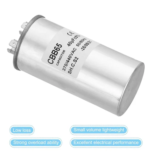 Vista 4 de PATIKIL Condensador de arranque de ventilador 40uF 40MDF 370/440VCA, condensador de funcionamiento circular CBB65 para aire acondicionado