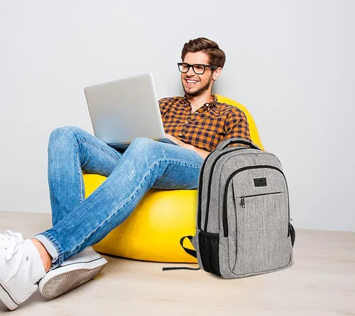 Vista 9 de MATEIN - Mochila de viaje para laptop, mochila empresarial antirrobo, delgada, resistente, puerto de carga USB, impermeable, para universidad o Gris