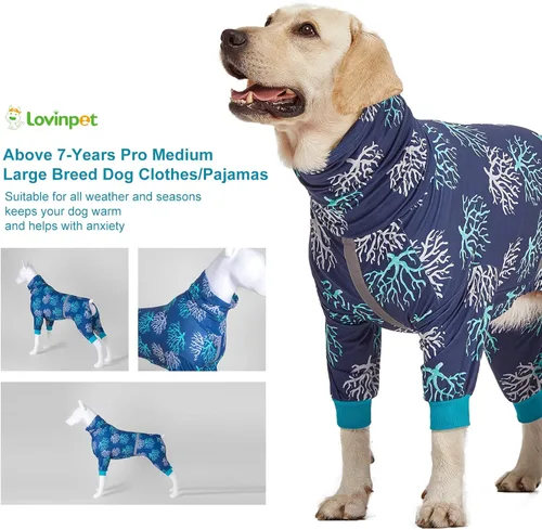 Vista 7 de LovinPet Pijama tipo bóxer para perros – Protección UV y cuidado de heridas, alivio de la ansiedad, tela elástica ligera, rayas reflectantes