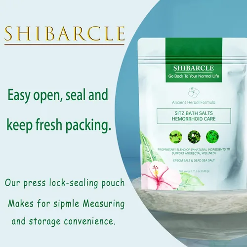 Vista 3 de Baño de asiento para hemorroides, fórmula herbaria para el cuidado de las hemorroides, sal de Epsom, sal del mar muerto, extracto de plantas, 19