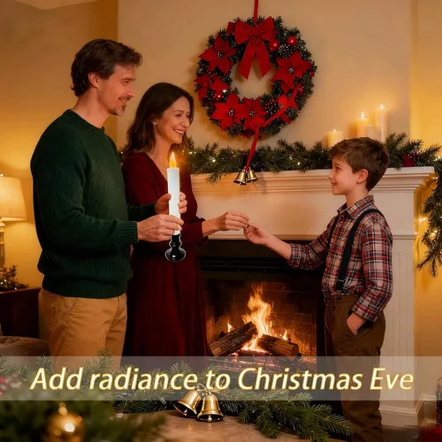 Vista 7 de Luces LED de Navidad para ventana, base negra, sensor de atardecer a amanecer, velas alimentadas por batería de 9 pulgadas para decoración de mesa