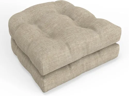 Vista 17 de Pillow Perfect Cojín sólido para asiento de silla de mimbre para interiores y exteriores, 19 x 19 pulgadas, verde salpicadura Evergreen, 2