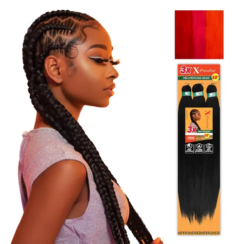 Vista 37 de Sensationnel X-Pression - Trenzas sintéticas prestiradas, 3 unidades, 58 pulgadas, negro azabache 1