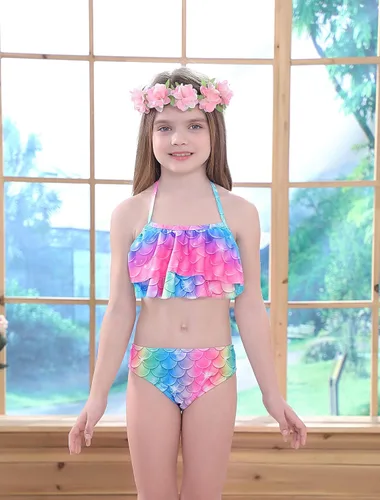 Vista 2 de DNFUN Traje de sirena para niñas con monoaleta