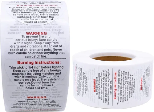 Vista 7 de 1000 etiquetas de advertencia de velas, etiquetas redondas negras de 1.5 pulgadas para tarros y recipientes de velas