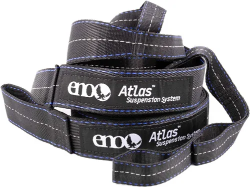 ENO Sistema de suspensión Atlas - Correa de árbol para hamaca - Accesorios para camping, senderismo y mochilero - Negro/Royal