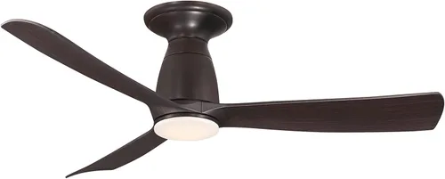 Vista 10 de Fanimation Kute 44 inch Flush Indoor/Outdoor Ceiling Fan with LED CCT Select Light Kit - Antique Graphite with Light Oak blades
