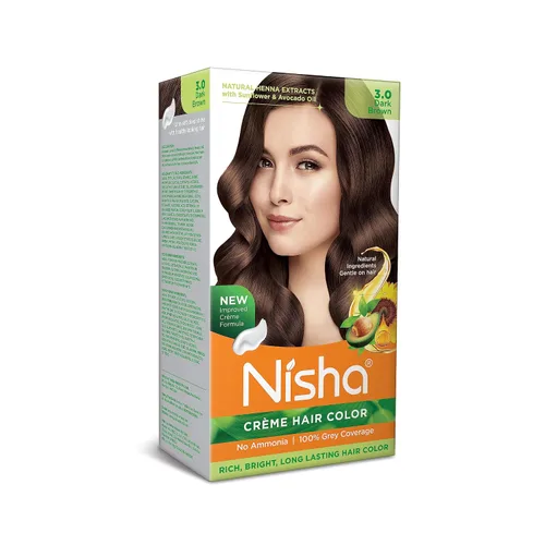 Nisha Crema permanente para el cabello, tinte para el cabello, marrón oscuro (paquete de 1)