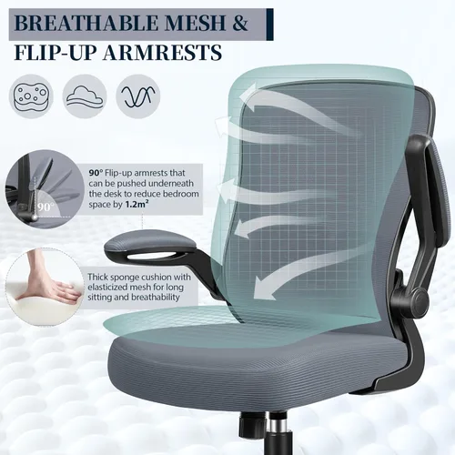 Vista 27 de FelixKing Silla de oficina, silla de escritorio ergonómica con altura ajustable y soporte lumbar, sillas giratorias, silla de computadora