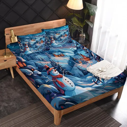 Vista 3 de Sábanas de alce de Navidad tamaño individual – Sábanas de cama de animales del bosque, microfibra suave, bolsillo profundo, sábanas y fundas