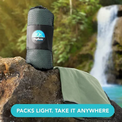 Vista 8 de Toalla de microfibra Youphoria para viaje de secado rápido y ligera - Toalla de secado rápido para camping, playa, mochilero, senderismo