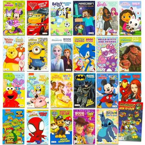 24 Pack Small Coloring Books for Kids Ages 4-8, 2-4 - Bulk Coloring Bundle Classroom Rewards, Prizes, PreK Kindergarten Party Favors with Disney,