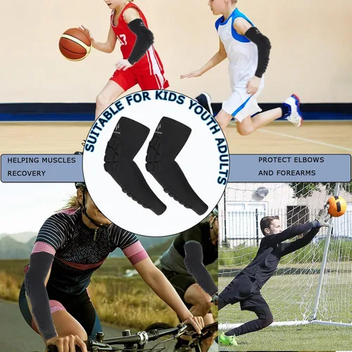Vista 5 de Juego de 2 mangas de compresión acolchadas en el codo y en el antebrazo, para soporte y protección